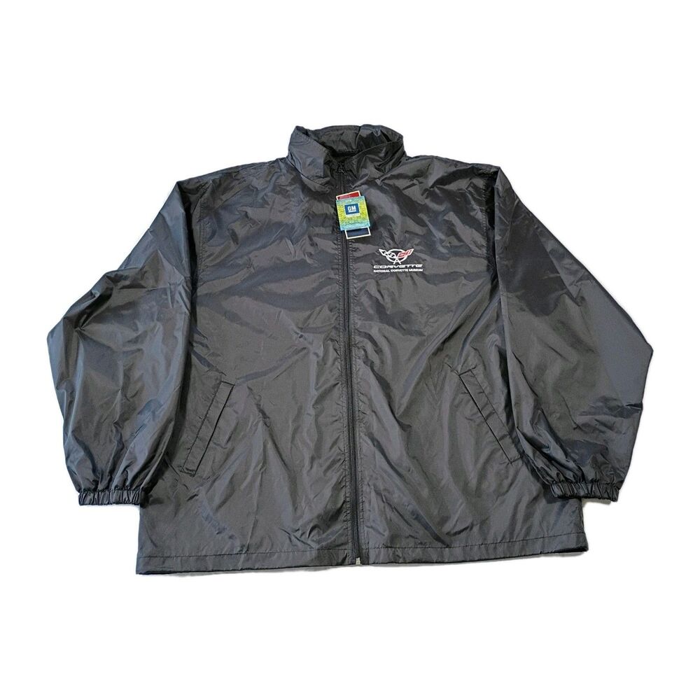 National Corvette Museum Windbreaker Men's 4XL Black Hooded Zip Up NWT Chevy